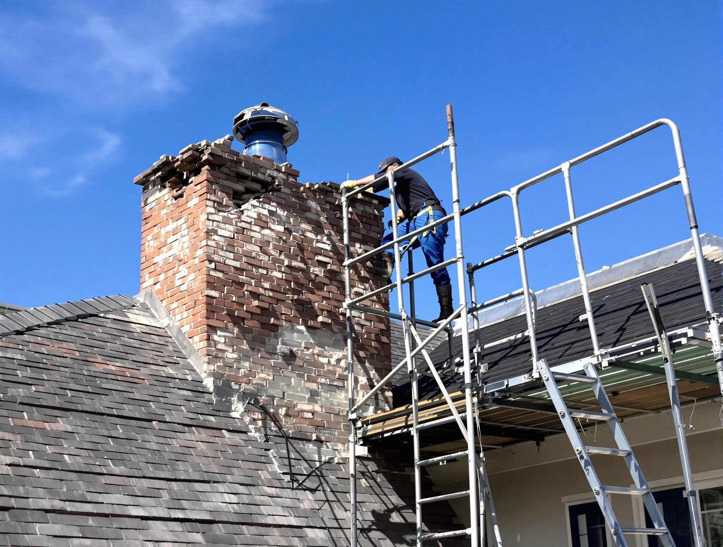 Rebuilding a chimney structure by Short Pump Chimney Sweep in Short Pump, VA