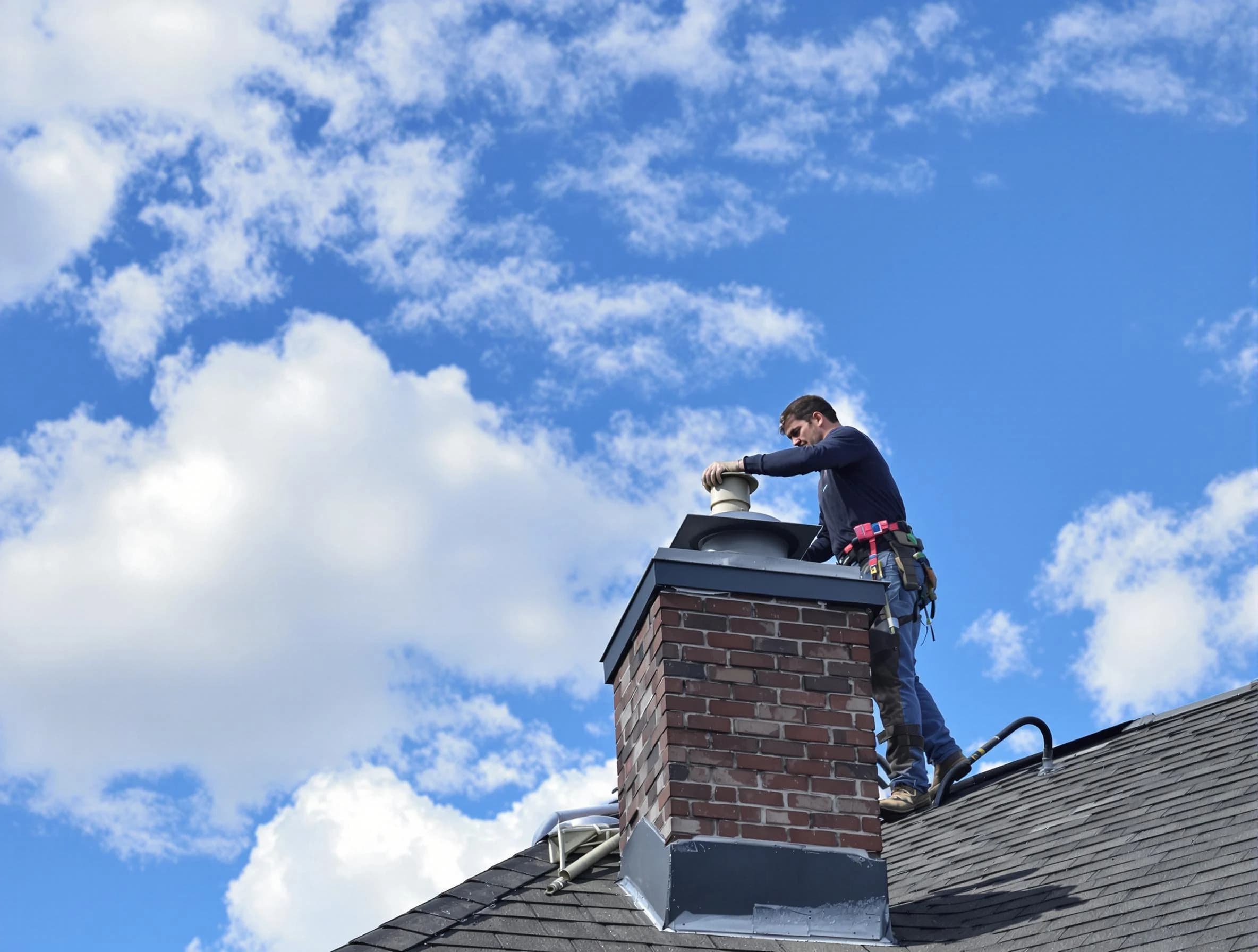 Short Pump Chimney Sweep installing a sturdy chimney cap in Short Pump, VA