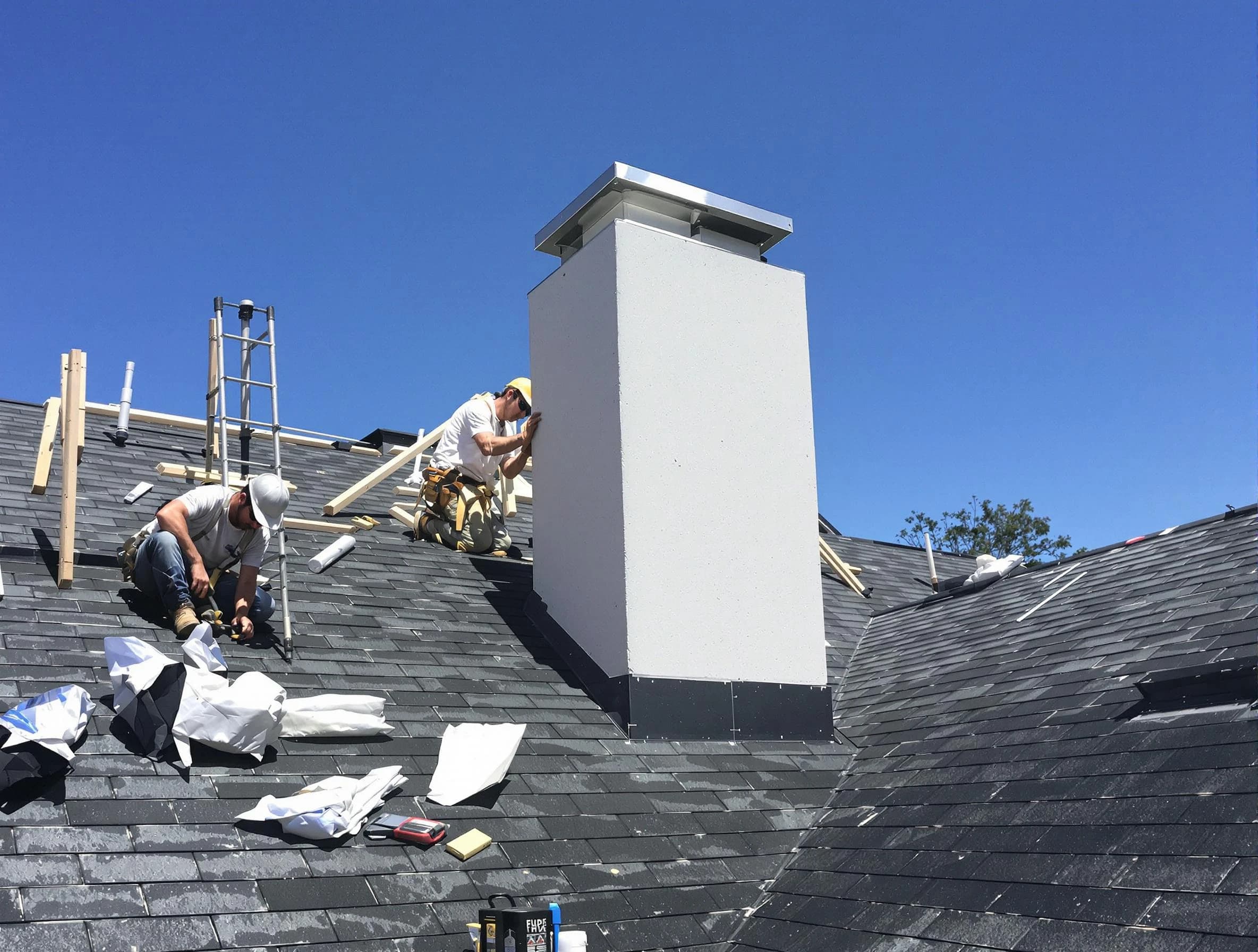 Short Pump Chimney Sweep crew installing a new chimney in Short Pump, VA