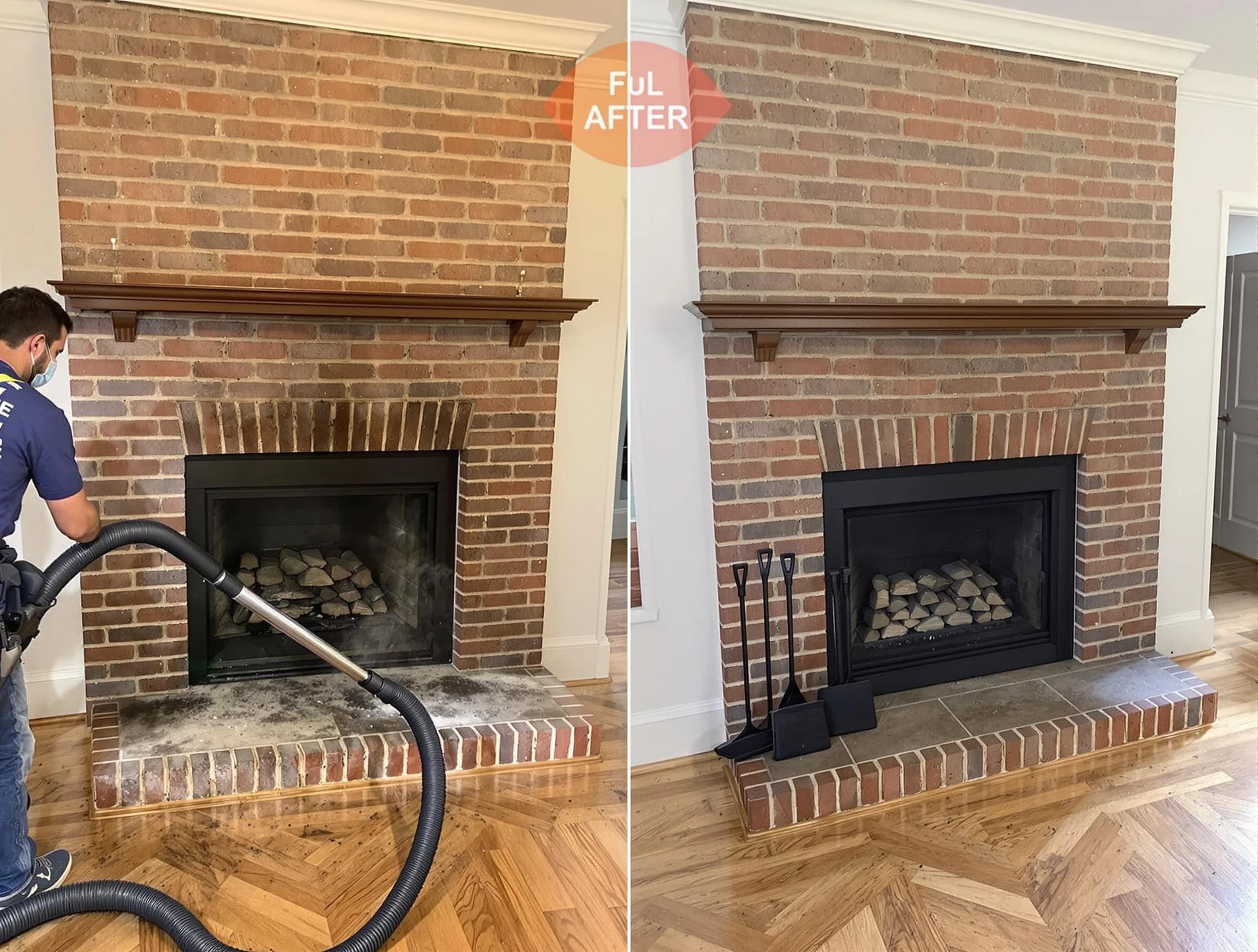 Short Pump Chimney Sweep carefully sanitizing a fireplace in Short Pump, VA