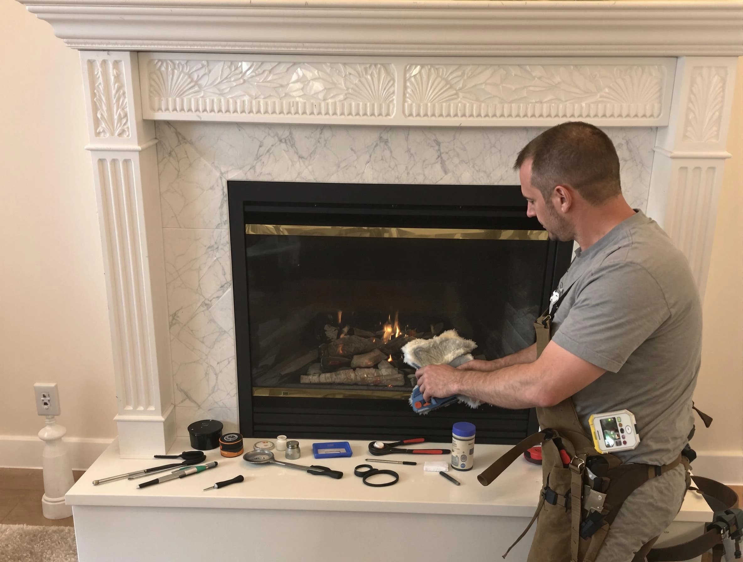 Short Pump Chimney Sweep performing fireplace maintenance in Short Pump, VA