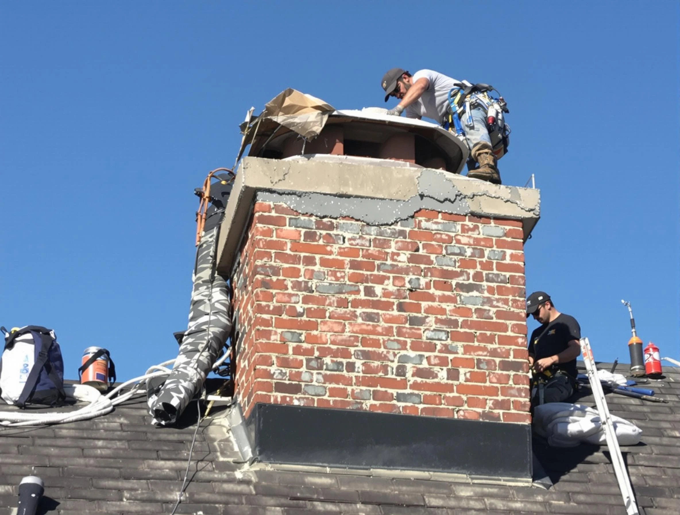 Short Pump Chimney Sweep installing a custom chimney crown in Short Pump, VA