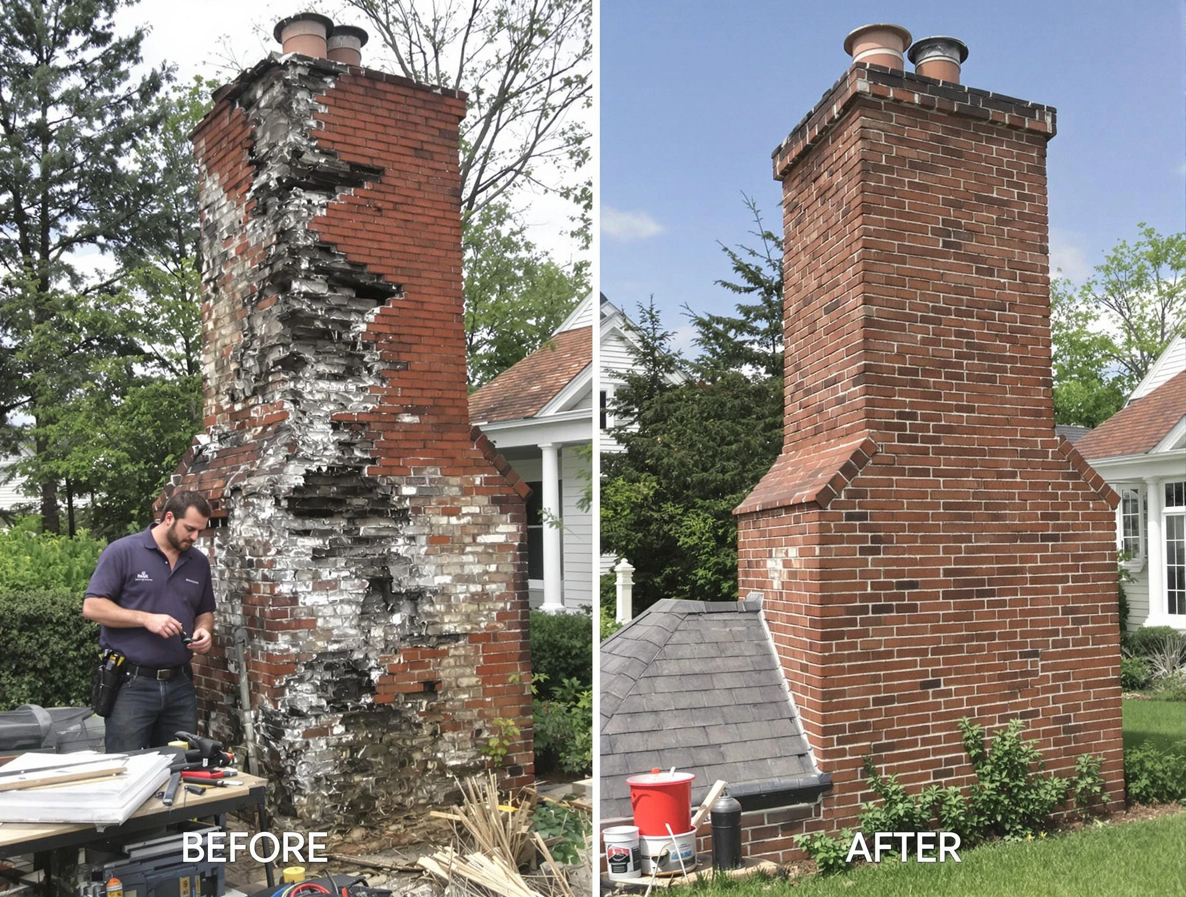 Short Pump Chimney Sweep performing a full chimney restoration in Short Pump, VA