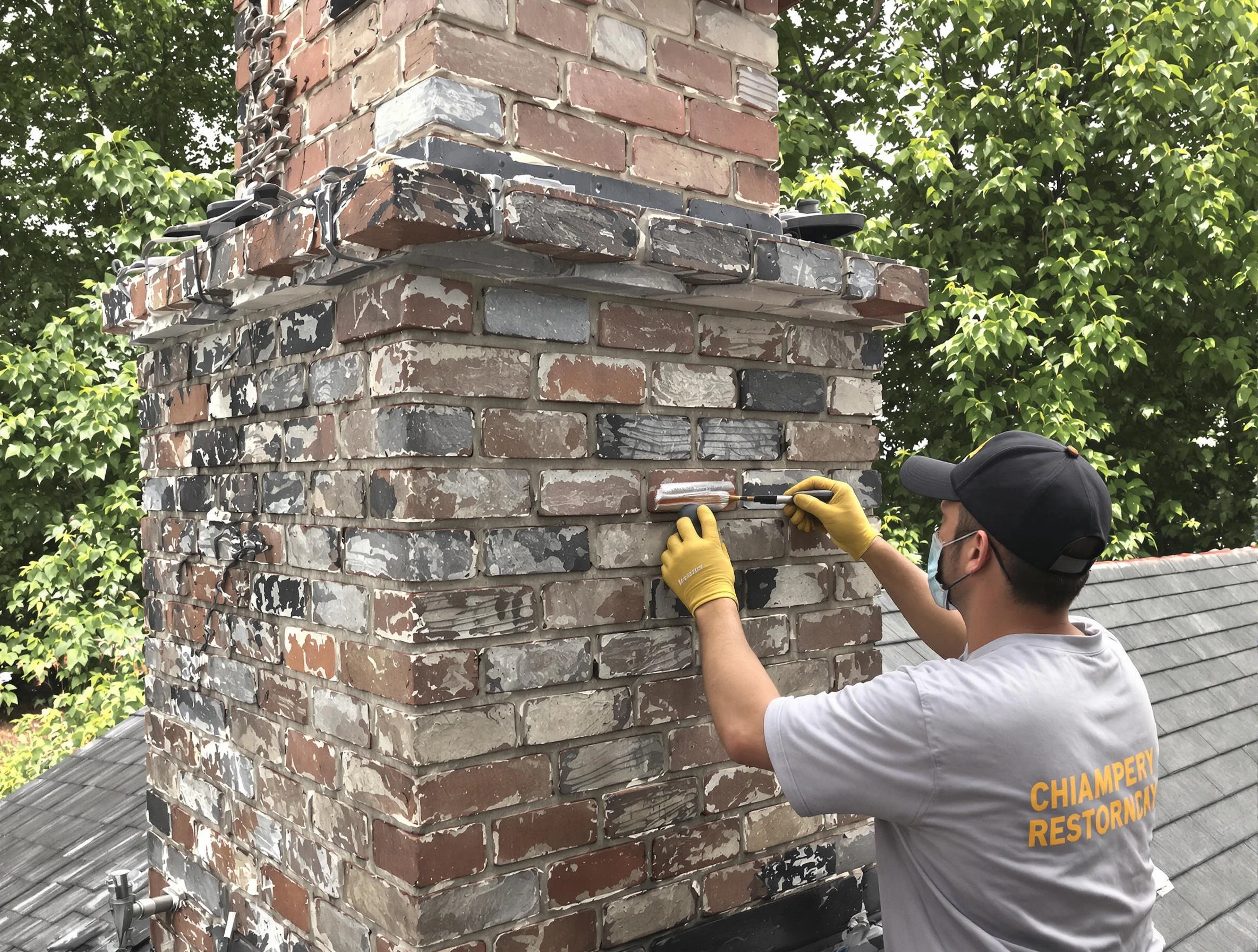 In-progress chimney restoration by Short Pump Chimney Sweep in Short Pump, VA
