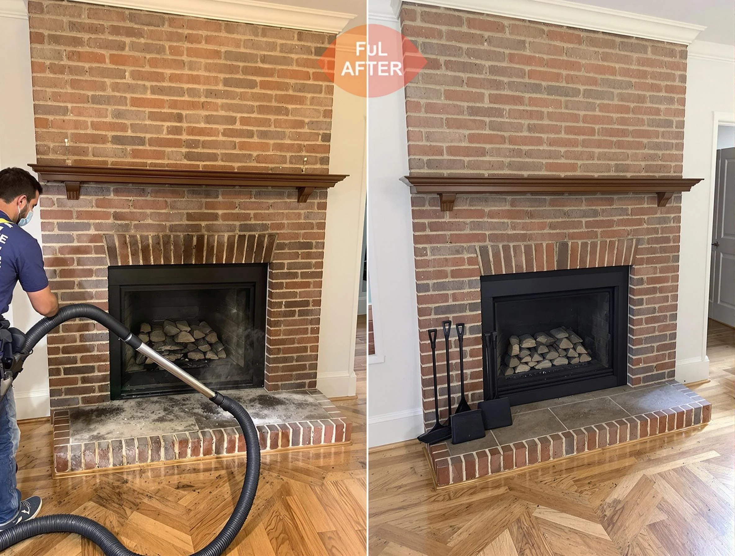 Short Pump Chimney Sweep carefully sanitizing a fireplace in Short Pump, VA